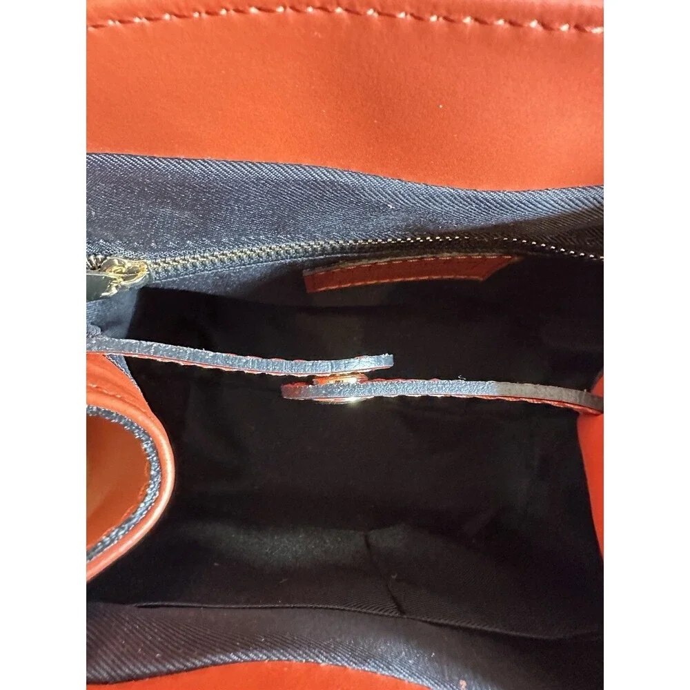 NWT Viola Castellani‎ Papaya Orange Leather Handbag Purse Backpack Convertible